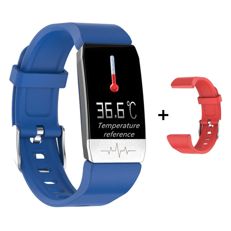 T1S Smart Watch Band With Temperature Measure ECG Heart Rate Blood Pressure Monitor Weather Forecast Drinking Remind Smartwatch 