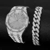 2024 Iced Out Watch Bracelet for Mens Watch Cuban Chain Iced Out Watch Hip Hop Watches Rhinestone Gold Watch Clock relogio 1
