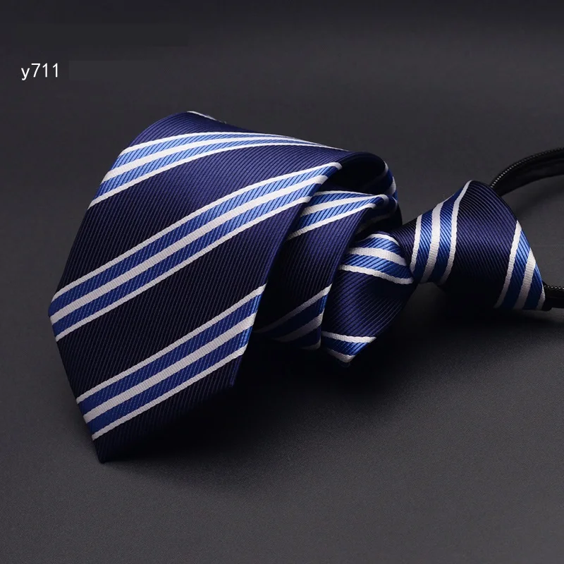 High Quality 2022 New Fashion Ties Men Work Formal Suit Zipper 7cm Striped Tie Wedding Party