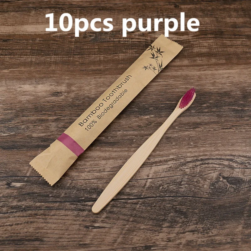 Eco-Friendly Bamboo Toothbrush Set – 10 Colorful Soft Bristle Brushes