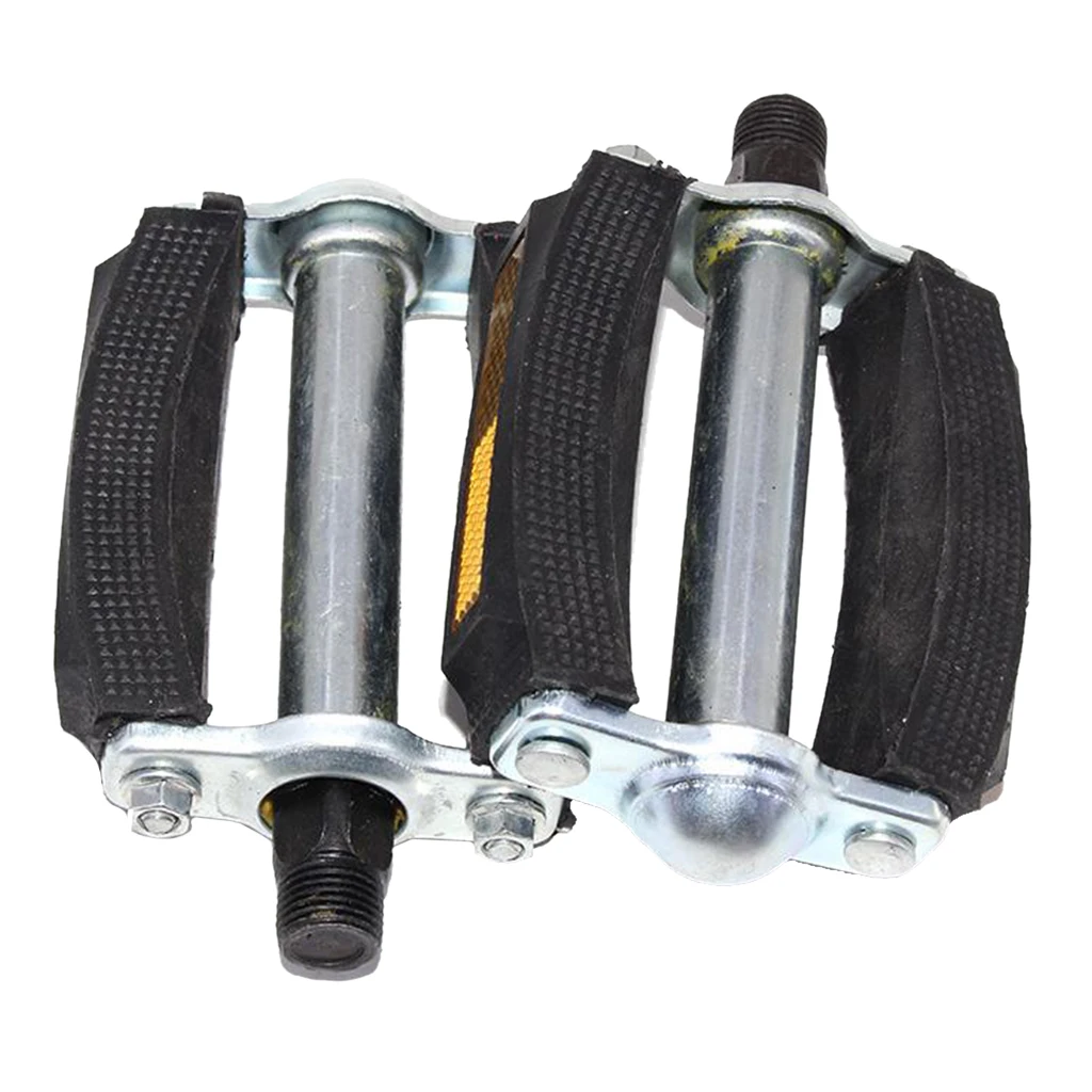 Vintage Cruiser Bike Block Pedals 9/16' Ball Bering Flat Pedal Replacement Black for 26''/28'' Vintage Retro Bikes