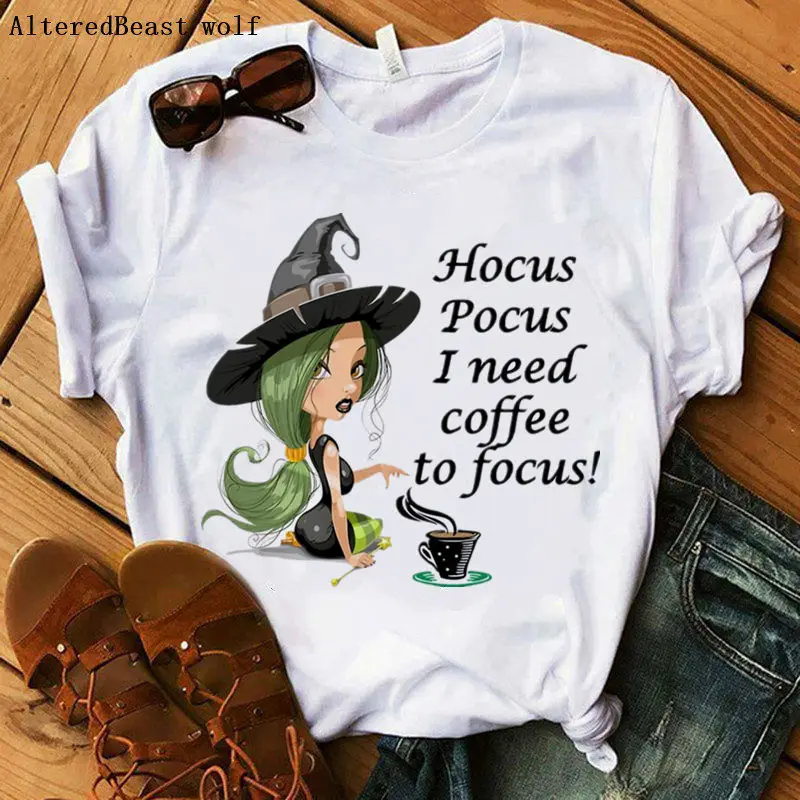 

Hocus Pocus witch t shirt women print horror vogue top summer short sleeve t shirt female streetwear halloween femme t shirt