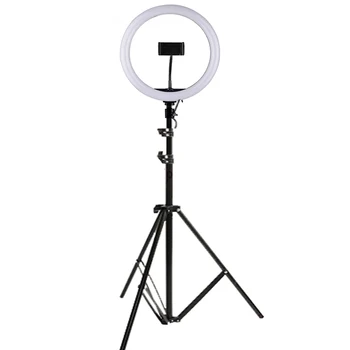 

Photography Light Stand with 26cm Ring light Phone Holder EU US adaptor 3colors LED lighing for Smartphone Studio VK