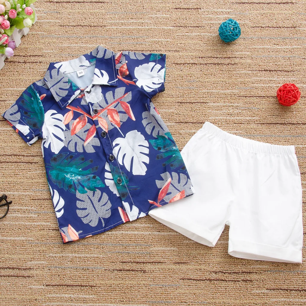 Fashion Cute Infant Baby Boy Toddler Kid Leaf T-shirt Tops Solid Shorts Pants Gentlement Set Outfit summer baby boys clothing | Спорт и