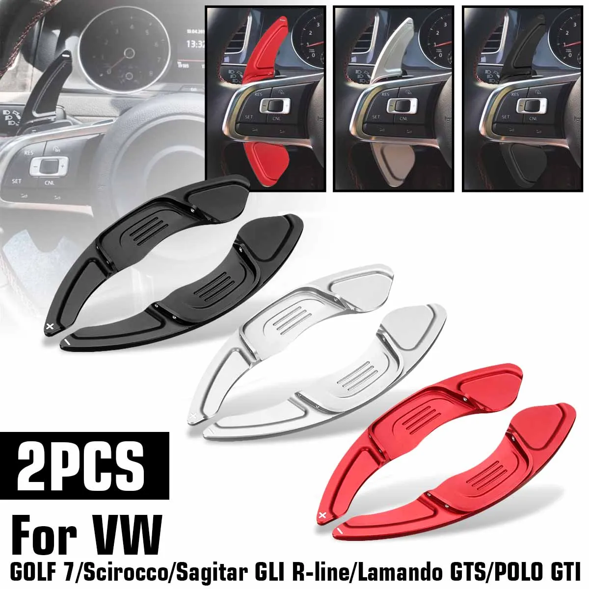 New 1 Pair Car Aluminum Steering Wheel Shift Paddle Plate For Volkswagen VW GOLF 7 GTI R MK7 Scirocco 2015 2016 2017 | Автомобили и