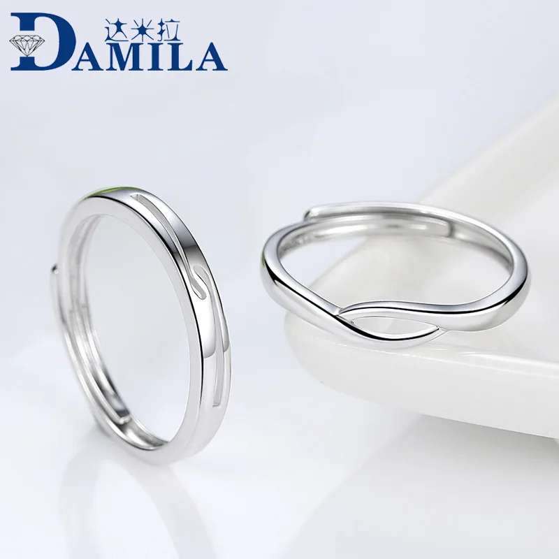 

DAMILA S925 yin shou shi Men And Women Korean-style Simple Cool Fashion Geometry Adjustable Couples Ring