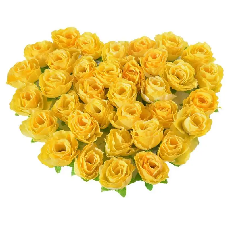 

Yellow Fabric Silk Artificial Rose Flower Heads for Decoration Pack of 50pcs
