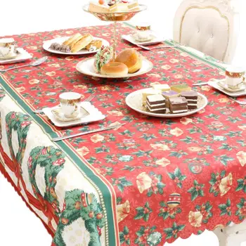 

150x180cm Rectangle Cartoon Patterns Christmas Tablecloth Cover Scalloped Edge 634E