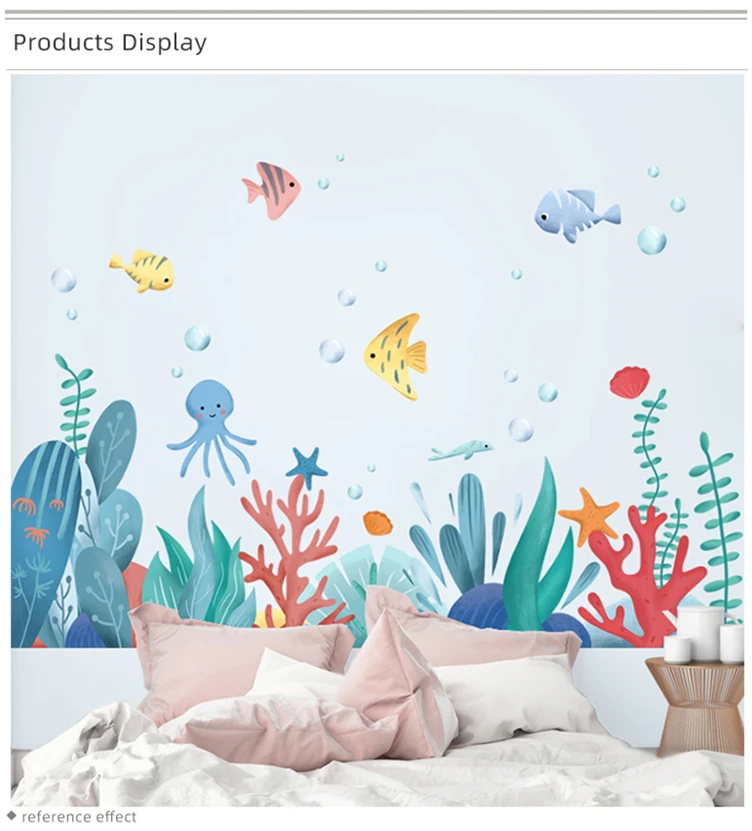 Whales in the sea Wall Stickers with Seagrass Plants babiesdecor.myshopify.com