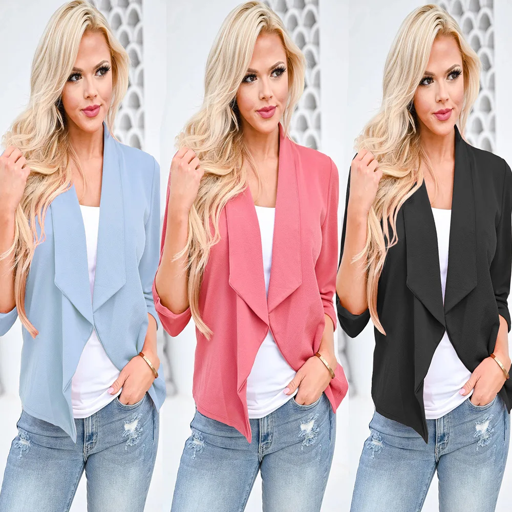 

Small Suit Coat 2020 Women's Spring And Autumn Slim Fit Buttonless Shawl Suit Small Shirt NEW Oversized Top Coat