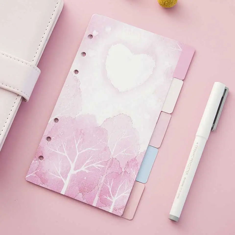 

5pcs/set A5 A6 Notebook Journal Agenda Index Divider Spiral Inner Paper Loose Leaf Stationery Office School Supplies