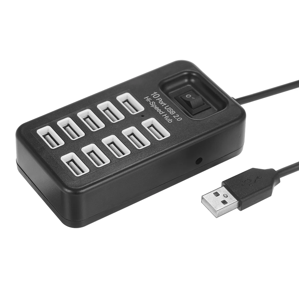 Rápida de Arquivos Velocidade de Transmissão Controle de Uma Portas Hi-velocidade Hub Uso Simultâneo Transferência Grandes 480mbps Chave Preto 10 Usb 2.0 10 High Quality Computador e Escritório