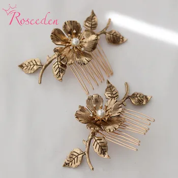 

Antique Gold Flower Bridal Hair Comb Hair Clip Wedding Hair Jewelry Accessories Drop Shipping RE3828