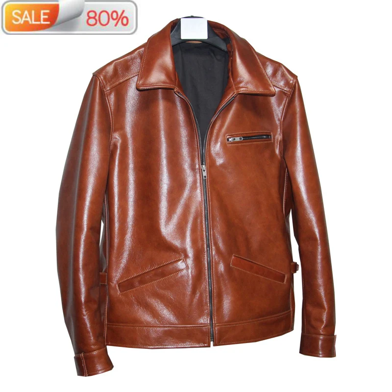 

Cowhide Coat Genuine Jacket Men Short 100% Real Cow Leather Jackets Autumn Veste En Cuir Homme 2020 L-C-5 B22711