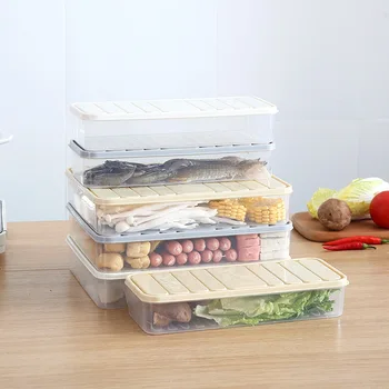 

2020 New Food Container Plastic Bento Fresh-Keeping Box Fridge Multi Capacity Crisper Microwave Kitchen Storage Box
