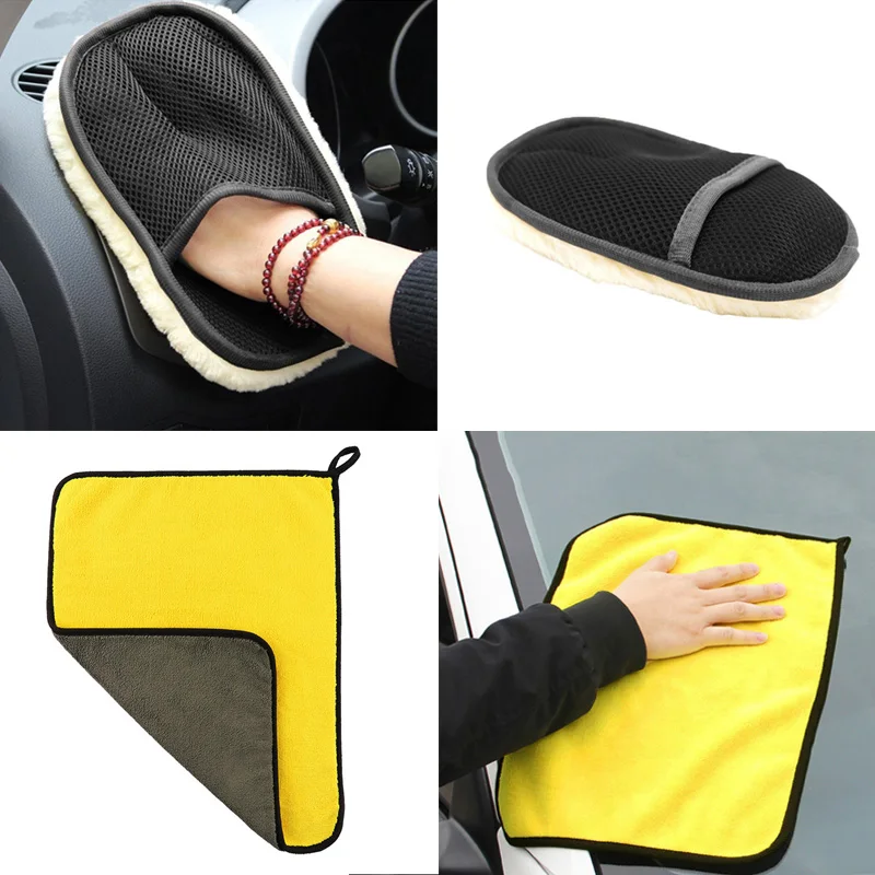 

2021 New Car Wash Microfiber Towel Soft Auto Car Washing Glove Super Absorbent Car Cleaning Drying Cloth Hemming Car Care Tools