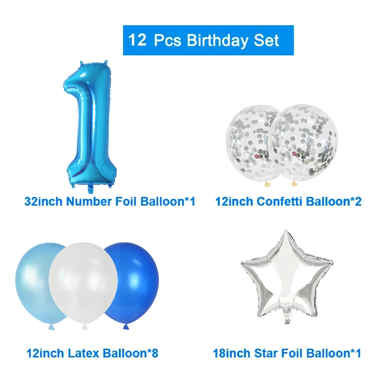 12pcs Pink Number Foil Balloon Birthday Party Decoration Latex Balloons Kids Baby Girl 1 2 3 4 5 6 7 8 9 Years Old 1st Birthday
