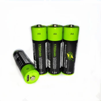 

ZNTER 4PCS Mirco USB AA Rechargeable Battery 1.5V 1700mAh Lithium Ion Battery Toy Remote Control Battery Lithium Polymer Battery