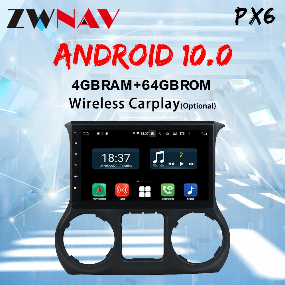 

ZWNAV Android 10.0 Car Radio Automotivo Head Unit For Jeep Wrangler 3 JK Car Multimedia Player Auto GPS Navigation 2010-2018