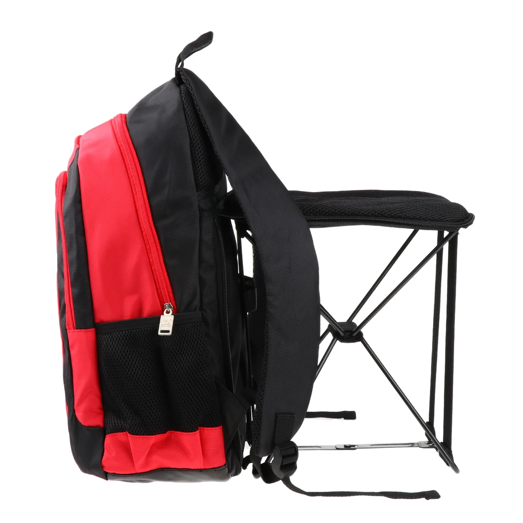 47L Lightweight Outdoor Travel Backpack with Back Built-in Folding Chair Travel Rucksack Outdoor Sports Climbing Bag