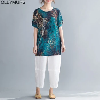 

Plus Size Women T-Shirts 2020 New Summer Vintage Lady Tops Tees Tunic Shirts Casual Loose Oversize Female Clothing Thin Clothes