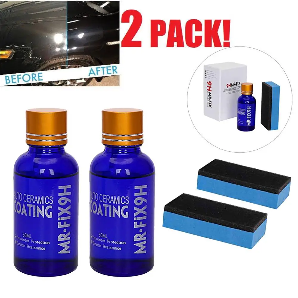2Pcs 9H Car Oxidation Liquid Ceramic Coat Super Hydrophobic Glass Coating Set Polysiloxane and Nano materials Care Multicolor H9 |