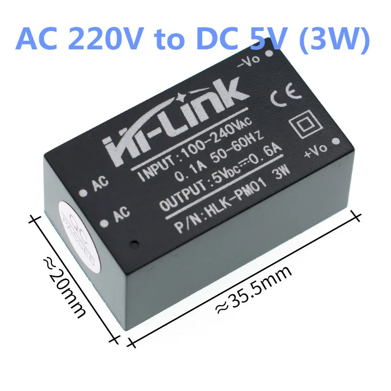 HLK-PM01 HLK-PM03 HLK-PM12 AC-DC 220V 5 V/3,3 V/12 V Мини модуля питания, интеллигентая(ый) бытовой выключатель питания модуль - Цвет: HLK-PM01 (5V 3W)