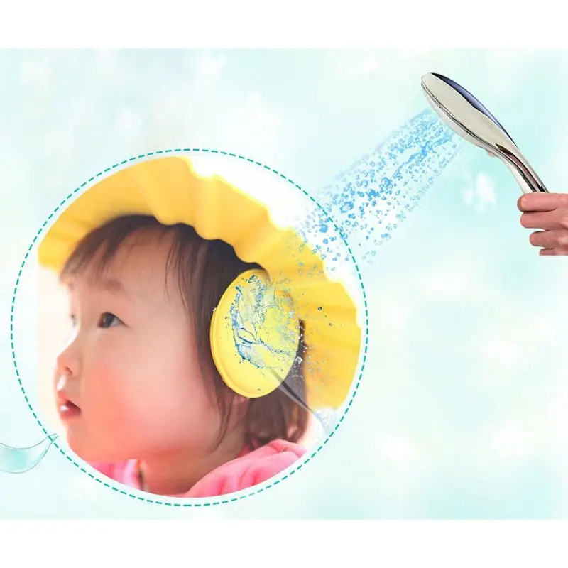 

3 Colors New Adjustable Baby Kids Waterproof Cap Shampoo Bath Bathing Shower Cap Hat With Ear Wash Hair Shield