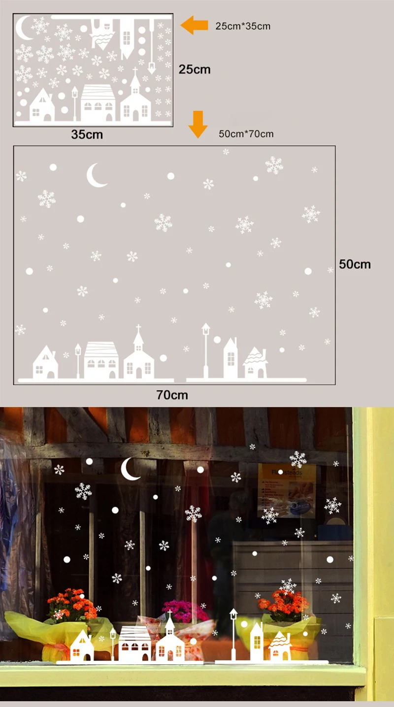 Домашний декор новогодние наклейки на окно самоклеющиеся Висячие снежный шар кулон год Рождество Фестиваль стеклянные наклейки на стену - Цвет: 35x25cm 12