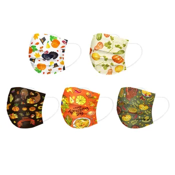 

Childrens Disposable Unisex Masks Pumpkin Printed Thanksgiving Soft Masks Childrens 3-layer Non-woven Mask Mascarilla 3 Capas