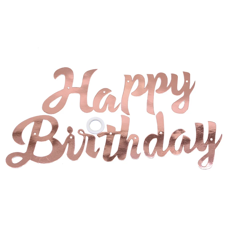 Золотой/Серебряный/розовое золото висит бумажный баннер с днем рождения только