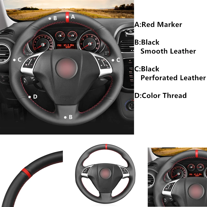 Schwarz Künstliche Leder Braid Auto Lenkrad Abdeckung Wrap Für Fiat Punto  Bravo Linea Qubo Doblo Grande Punto Auto Zubehör - AliExpress