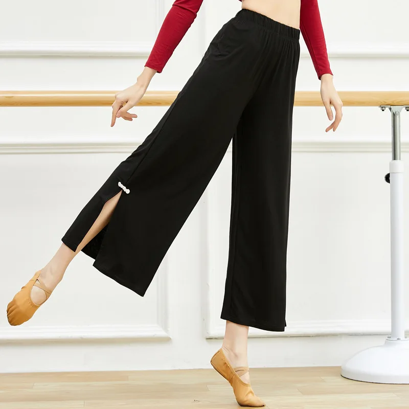 

Adult Black Modal Belly Dance Palazzo Pants Split Wide Leg Trousers Costume for Women Practice Dancing Clothes Dancer Clothing