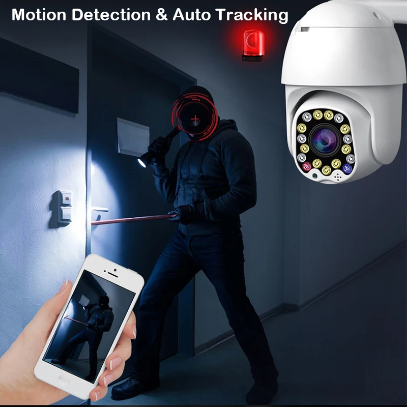 17 светодиодный открытый сигнал движения 2MP ip-камера WiFi 4X цифровой зум двойная антенна скоростная купольная камера с сиреной светильник Облачное хранилище
