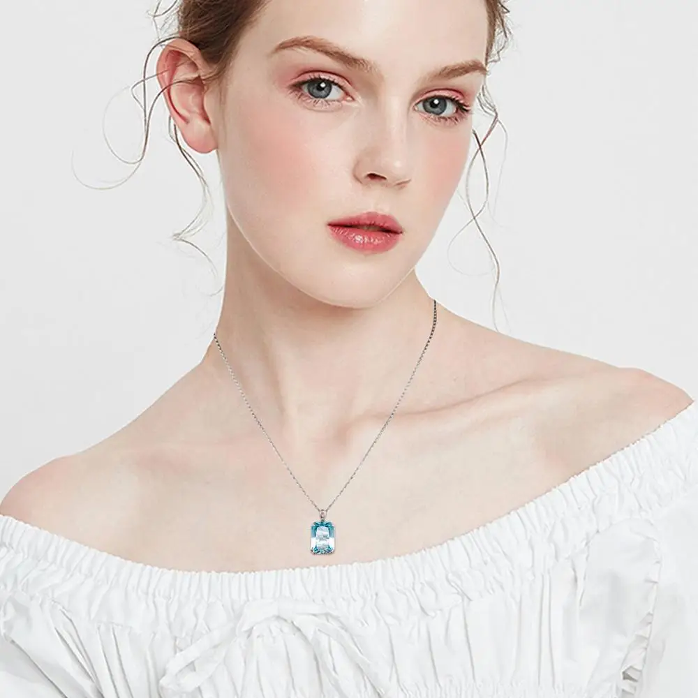 Szjinao Real 925 Sterling Silver Aquamarine Pendant For Women Gemstone Necklace Pendants Viking Handmade Undefined Fine Jewelry pendant necklace silver necklace silver pendant silver necklace charms