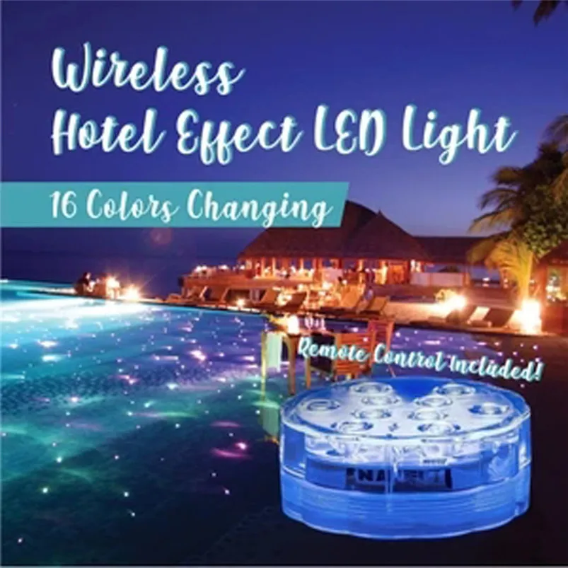 Waterproof Wireless Home Garden Hotel Swimming Pool Party Effect LED Light 16 different static colors Lamparas 40NOV709