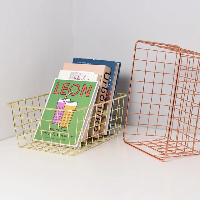 Fém Gyümölcs Tároló Kosár Arany Asztali Levélpapír Snack Szervező Rack Iroda Kellékek Íróasztal Dekoráció - Image 4