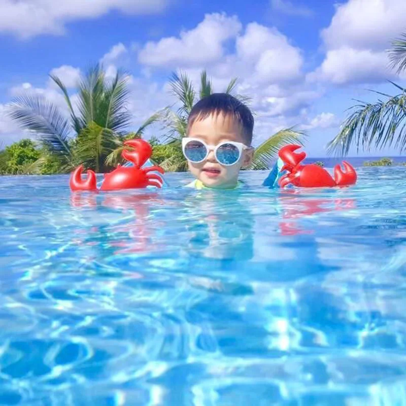 Cute Kids Children Baby Crab Safty Arm Band Inflatable Swimming Ring Toys