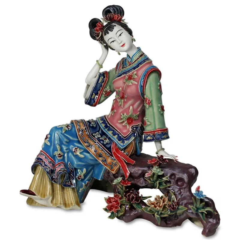 Chinese Antique Beautiful Women Figurines Vintage Jinling Twelve Porcelain Female Dolls Sculptures Home Decor Collectible R2395