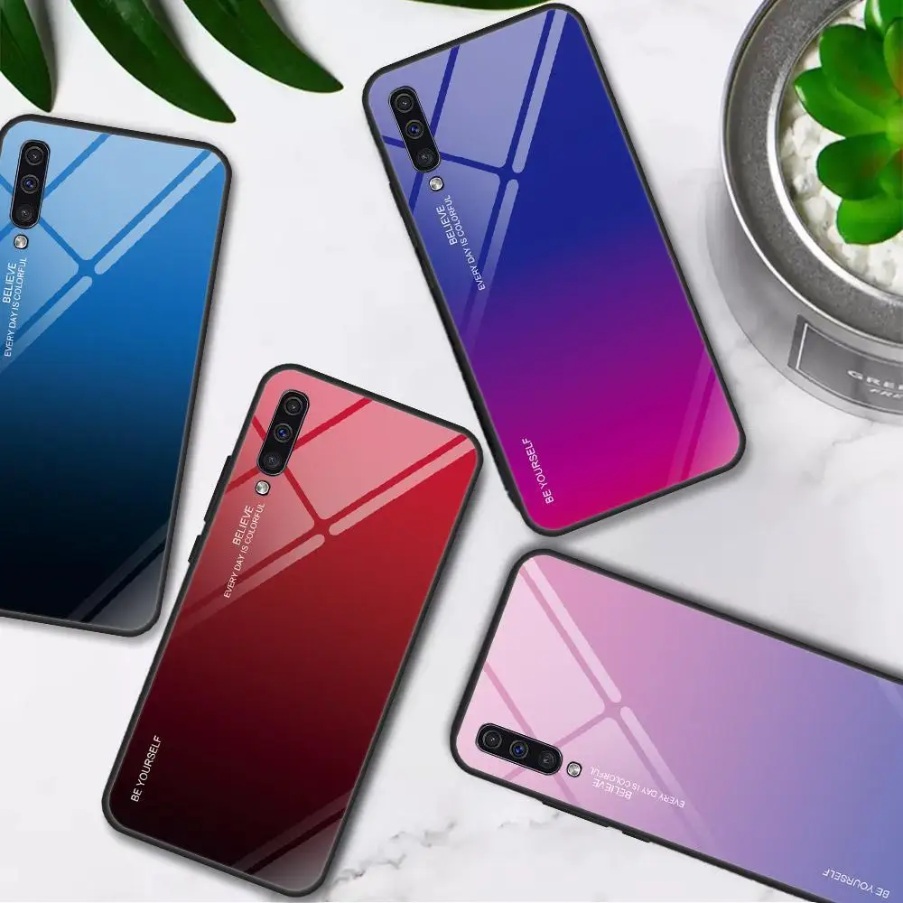 Для samsung A50S A505F A505 A 50 A50 A30S чехол из закаленного стекла градиентный стеклянный для