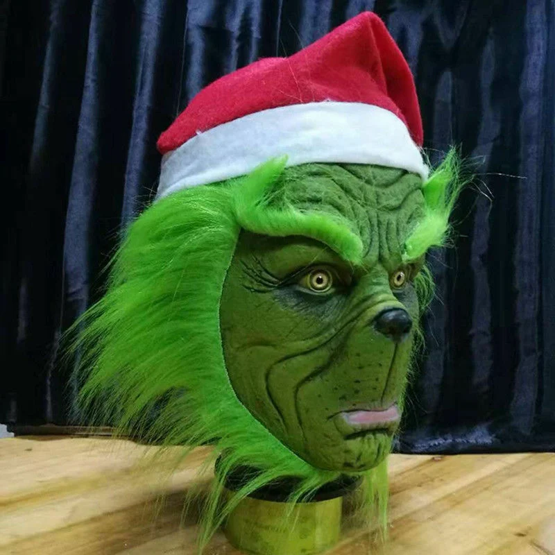 Смешная латексная маска на всю голову на Рождество Grinch, карнавальный костюм на Хэллоуин, Вечерние Маски для взрослых, карнавальные маски для лица Grinch