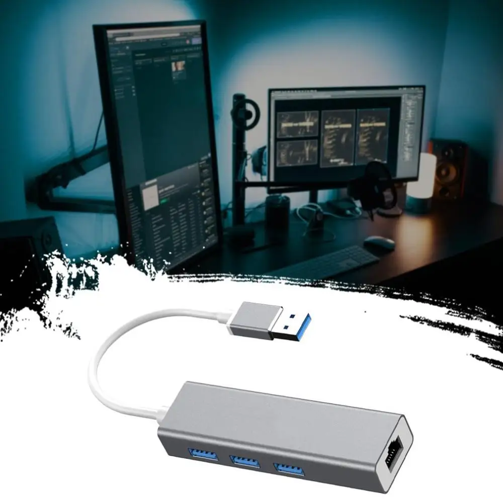 Usb to Rj45 100m Network Card Extended Usb 3.0 Hub Hub Usb Wired Network Card Aluminum Alloy Shell Hub