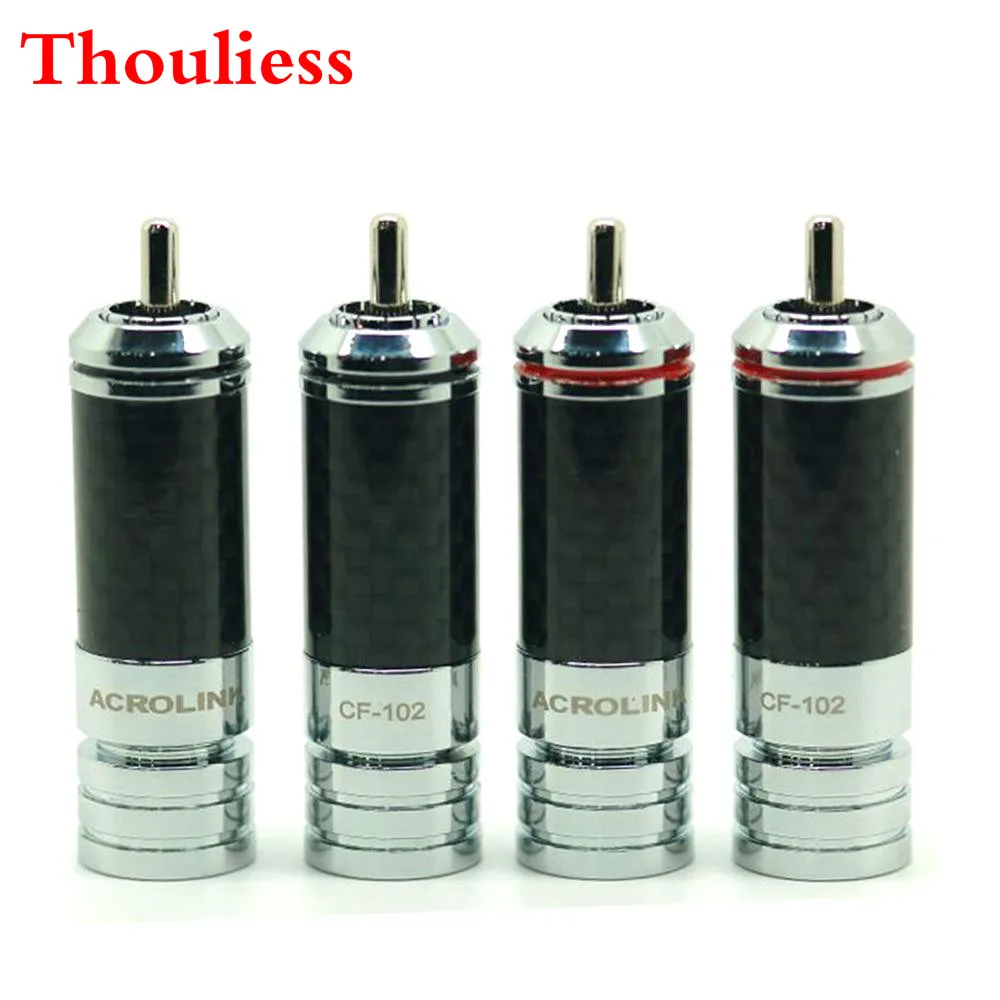 

4 шт., разъем RCA CF-102(R) Thouliess, штекер RCA с родиевым покрытием, соединительный кабель из углеродного волокна для аудиокабеля RCA DIY