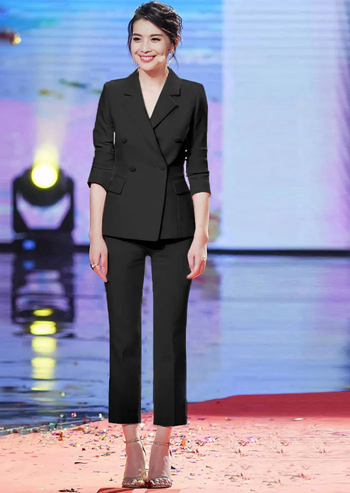 Высокое качество белый костюм женский корейский модный женский настоящий Тонкий Блейзер костюм из двух предметов брюки+ блейзеры 2 шт. женские комплекты брюки