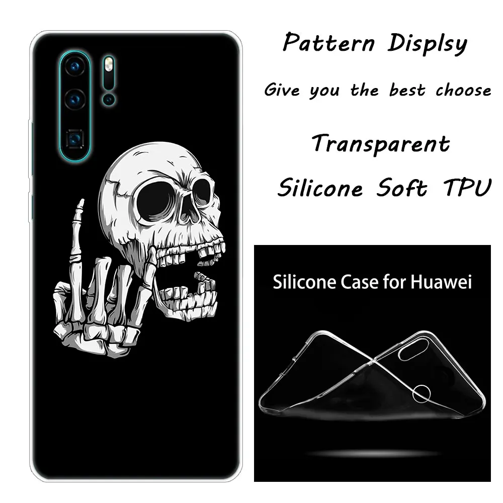 Роскошный силиконовый чехол в виде рока черепа для huawei NOVA 3 3i 5 5i P20 P30 Pro P9 P10 P8 Lite P Smart Z Plus Модный чехол