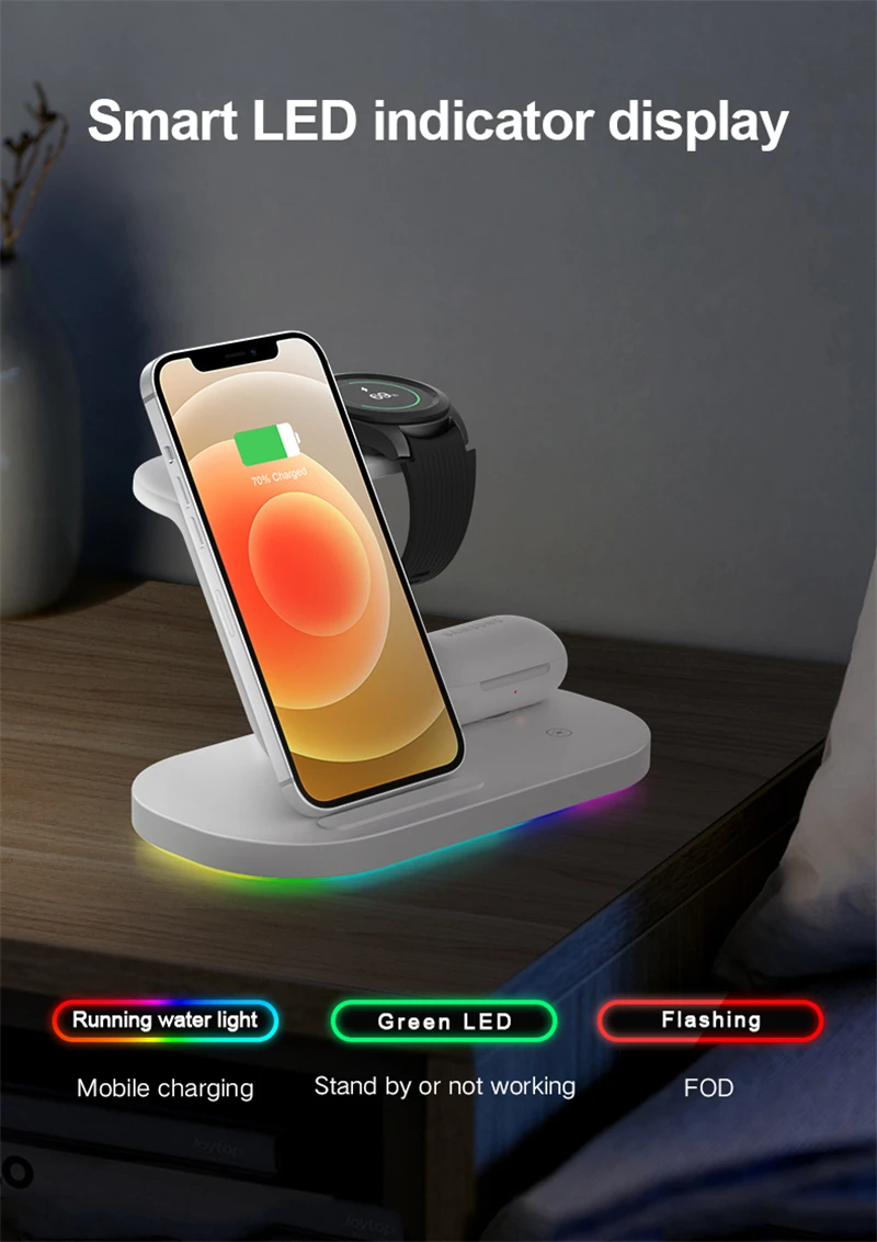 3 in 1 Wireless Chargers Stand 15W Fast Charging for Samsung Galaxy S21/S20/S10/S9 Watch 3 4/Gear S4/Active 2 Buds Pro Live usb charger