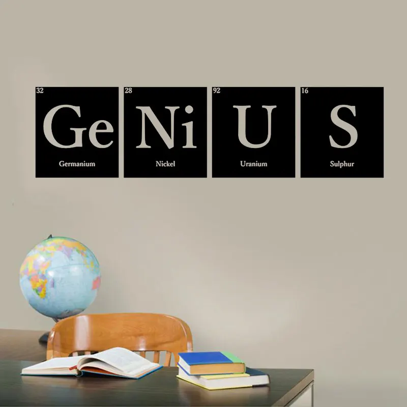 GENIUS Periodic Table Elements Vinyl Wall Decal Sticker Art Home Decor Bedroom Design Mural Science Geek Nerd Education 3871 | Дом и сад