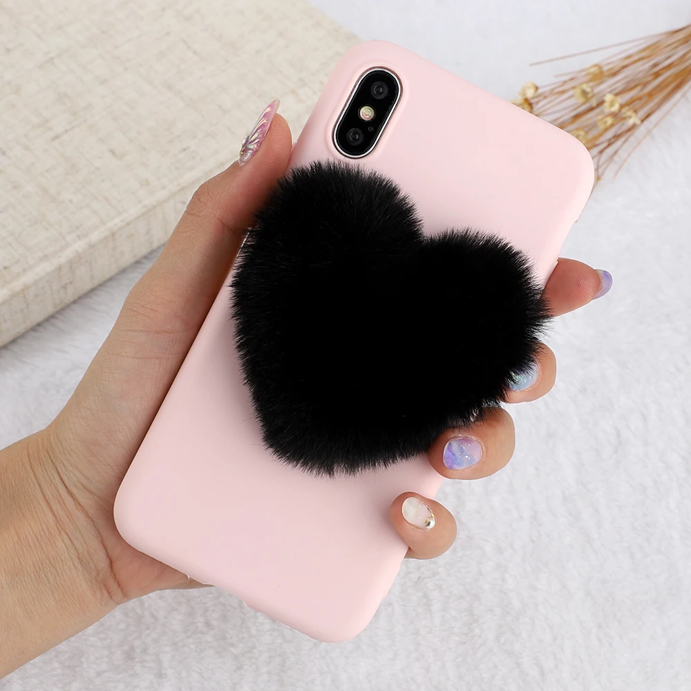 L-FADNUT для iPhone X Xr Xs Max 8 7 6S 6 Plus чехол Роскошный милый Силиконовый противоударный мягкий ТПУ плюшевый мех чехол для iPhone 5 5S se