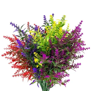 

HOT SALE Artificial Lavender Outdoor Uv Resistant Flowers Plastic Fake Flowers Plants, Artificial Flowers Faux Plants for Outdoo