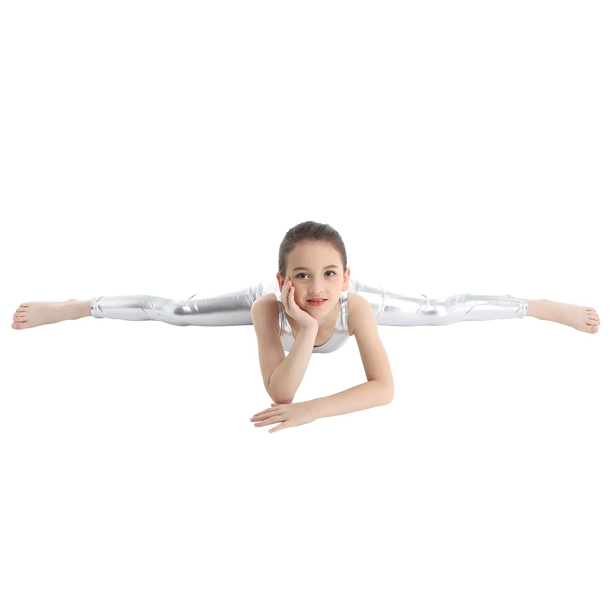 Kids Girls Sleeveless Glossy Leotard Shiny Ballet Gymnastics Dance wear